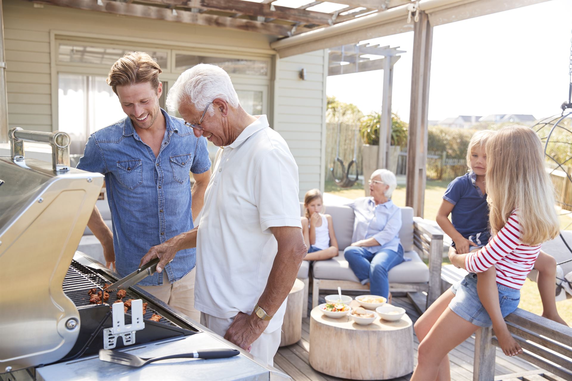 Multi-generation family cooking together